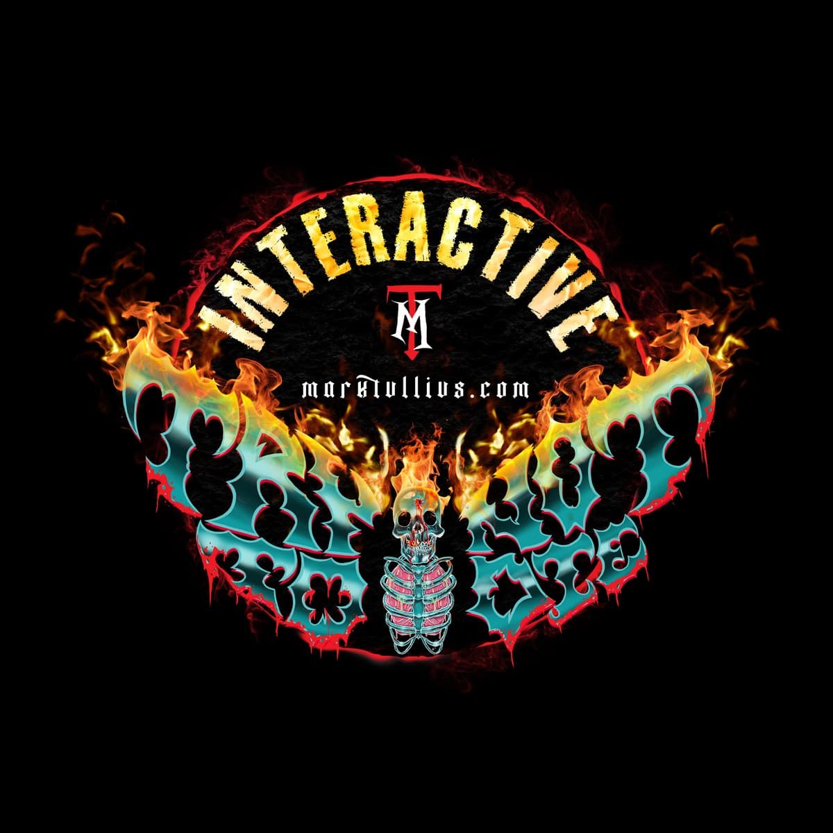 Try Not to Die: Interactive — a flaming death's-head moth carrying Mark Tullius's monogram